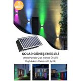 Trendpoint 1adet Solar Çift Taraflı 6ledli Aplik Rgb Işık Duvar Lamba Bahçe Aydınlatma Güneşle Şarj