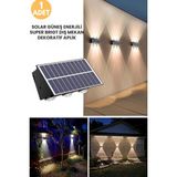 Trendpoint 1adet Solar Çift Taraflı 6ledli Aplik Sarı Işık Duvar Lamba Bahçe Aydınlatma Güneşle Şarj