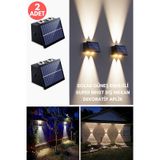 Trendpoint 2adet Solar Çift Taraflı 4ledli Aplik Sarı Işık Duvar Lamba Bahçe Aydınlatma Güneşle Şarj