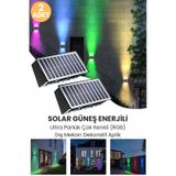Trendpoint 2adet Solar Çift Taraflı 6ledli Aplik Rgb Işık Duvar Lamba Bahçe Aydınlatma Güneşle Şarj