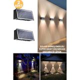 Trendpoint 2adet Solar Çift Taraflı 6ledli Aplik Sarı Işık Duvar Lamba Bahçe Aydınlatma Güneşle Şarj