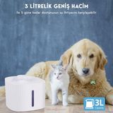 Trendpoint 3 Lt Kapasiteli Kedi Köpek Su Pınarı Beyaz Renkli Ergonomik Tasarım ve Su Seviye Göstergesi