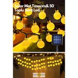 Trendpoint Güneş Enerjili 50 Top Ledli 8 Modlu Sarı Işık Solar Bahçe Aydınlatma Dekorasyon - 750 cm