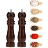 Trendpoint Karabiber Tuz Kahve Baharat Öğütücü Ahşap Manuel El Değirmeni Tuzluk - Kahverengi - 100 ml