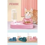 Trendpoint Kedi Köpek Mama ve Su Kabı Kaseli Otomatik Su Sebili Büyük Boy Depolama - Pembe