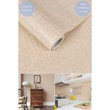 Trendpoint Kendinden Yapışkanlı 60CM×100CM Keten Görünümlü Koyubej Duvar Kağıdı Mutfak Dolap Kaplama - 60 x 100 cm