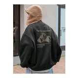 Trendseninle Arid Mountain Baskılı Siyah Oversize Kadın Sweatshirt