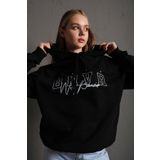 Trendseninle Bhvr Siyah Kapüşonlu Kadın Sweatshirt
