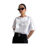Trendseninle Clarity And Candor Baskılı Beyaz Oversize Kadın T-shirt