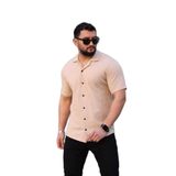 Trendseninle Erkek Bej Örme Kısa Kollu Gömlek;Bej,L