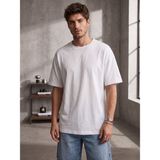 Trendseninle Erkek Beyaz %100 Organik Pamuk Dokulu Comfort Fit Bisiklet Yakalı T-Shirt