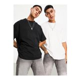 TrendSeninle Erkek Siyah-beyaz 2'li Oversize T-shirt Siyah-Beyaz L