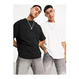 TrendSeninle Erkek Siyah-beyaz 2'li Oversize T-shirt Siyah-Beyaz S