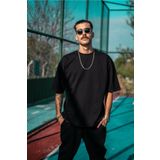 TrendSeninle Erkek Siyah Oversize T-shirt SIYAH 2XL