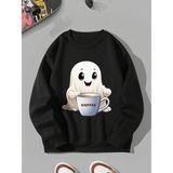 Trendseninle Ghost Siyah Bisiklet Yaka Kadın Sweatshirt