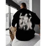 Trendseninle Horror Ghost Baskılı Siyah Oversize Erkek T-shirt