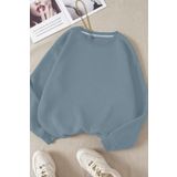Trendseninle Kadın 3 Iplik Deniz Mavisi Düz Bisiklet Yaka Sweatshirt, M
