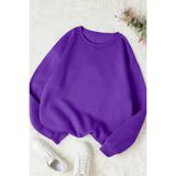 TrendSeninle Kadın 3 Iplik Düz Bisiklet Yaka Sweatshirt, M, MOR