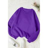 TrendSeninle Kadın 3 Iplik Düz Bisiklet Yaka Sweatshirt, S, MOR