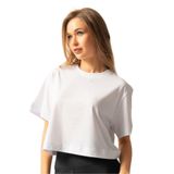 TrendSeninle Kadın Beyaz Oversize Bisiklet Yaka Crop Tişört BEYAZ XL