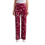 Trendseninle Kadın Bordo Desenli Boru Paça Pantolon, M