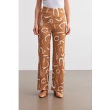 Trendseninle Kadın Camel Desenli Boru Paça Pantolon, XL