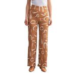Trendseninle Kadın Camel Desenli Boru Paça Pantolon;Camel,S