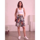Trendseninle Kadın Dokuma Desenli Şort Retro Renkli - 2XL - 319-Renkli
