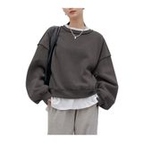 Trendseninle Kadın Füme Dikiş Detaylı Bisiklet Yaka Sweatshirt, M