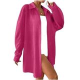 Trendseninle Kadın Fuşya Oversize Uzun Gömlek, Standart