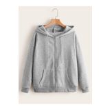 TrendSeninle Kadın Gri Fermuarlı Hırka Sweat Gri L/XL