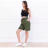 Trendseninle Kadın Haki Müslin Pamuk Kısa Şort - 2XL