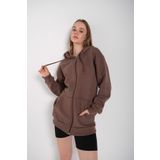 TrendSeninle Kadın Kahve Fermuarlı Hırka Sweat Kahverengi S/M