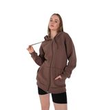 TrendSeninle Kadın Kahverengi Fermuarlı Sweatshirt Hırka K.KAHVERENGİ S/M