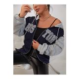 TrendSeninle Kadın Lacivert Boston Fermuarlı Hırka Sweat T7 Koyu Lacivert S/M