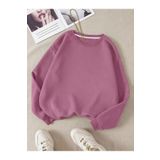 TrendSeninle Kadın Leylak Moru Düz Bisiklet Yaka Sweatshirt- Leylak Moru L