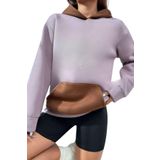 Trendseninle Kadın Lila Düz Kahve Detay Kapüşonlu Oversize Sweatshirt M Ts-Tuunnelll