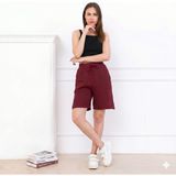 Trendseninle Kadın Mürdüm Müslin Pamuk Kısa Şort - XL