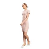Trendseninle Kadın Pembe Tüvit Kısa Kollu Mini Elbise, M