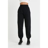 Trendseninle Kadın Siyah Yüksek Bel Lastik Paça Eşofman Altı