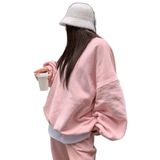 Trendseninle Kadın Toz Pembe Düz Bisiklet Yaka Bol Kesim Sweatshirt Xl Ts-Blkesmmm