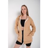 TrendSeninle Kadın Vizon Fermuarlı Hırka Sweat Vizon S/M