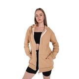TrendSeninle Kadın Vizon Fermuarlı Hırka Sweat Vizon S/M