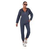 TrendSeninle Kadın Yarım Fermuarlı Kapüşonlu Modal Kumaş Eşofman Takımı, XL, FÜME