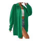 TrendSeninle Kadın Yeşil Oversize Uzun Gömlek Yeşil Standart