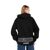 Trendseninle Mad For Nothing Baskılı Siyah Oversize Kapüşonlu Erkek Sweatshirt