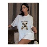 Trendseninle Nothing Else Açık Beyaz Oversize Kadın T-shirt
