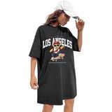 Trendseninle Pamuk Penye 110cm Siyah California Baskılı Elbise, M