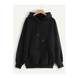 TrendSeninle Siyah Kapşonlu Unisex Baskısız Sweatshirt Koyu Siyah XL