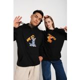 TrendSeninle Siyah Unisex Ikili Me To Only You Baskılı Oversize Kapşonlu Sweatshirt Hoodie siyahz L/XL